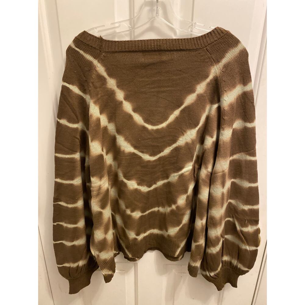 Brand New Umgee USA Women's Size 1X Plus Brown White Tie Dye Sweater Top - Picture 4 of 5